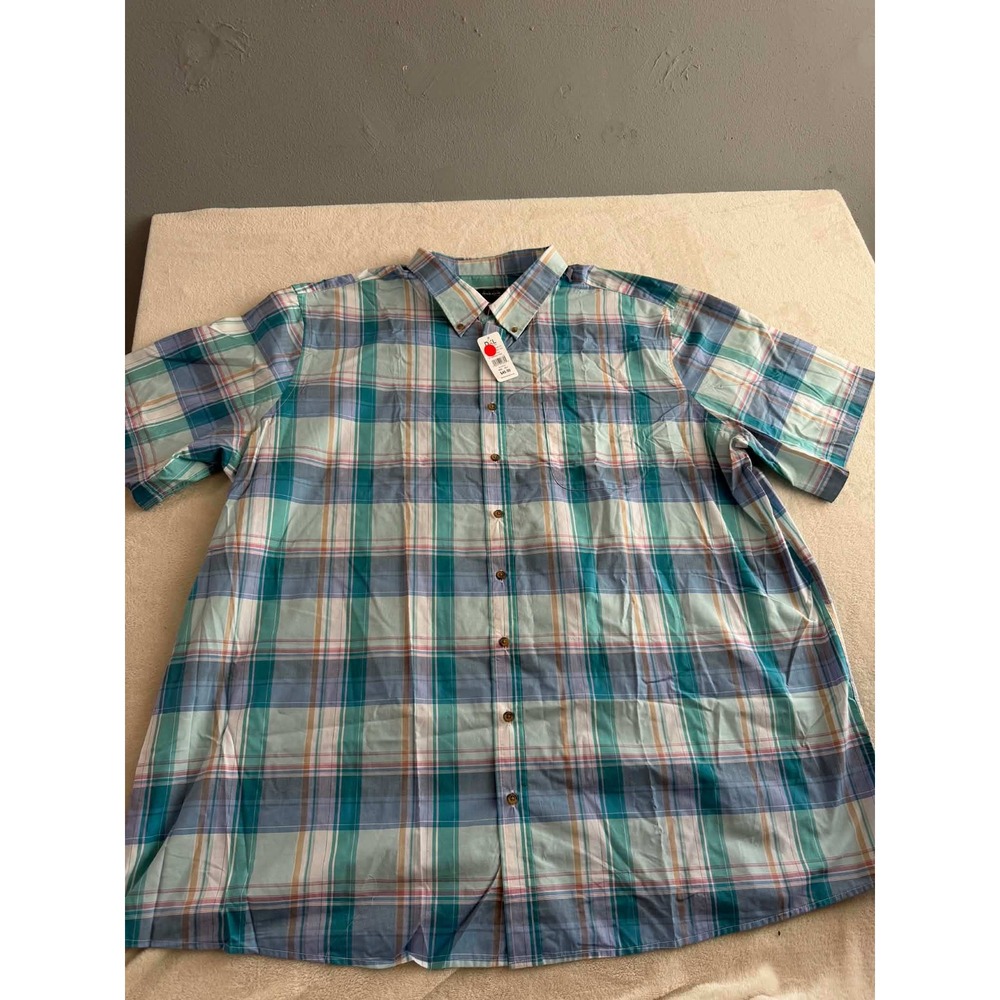 New Harbor Bay Mens 4XL Multi Color Plaid Short Sleeve Button Down Shirt Casual